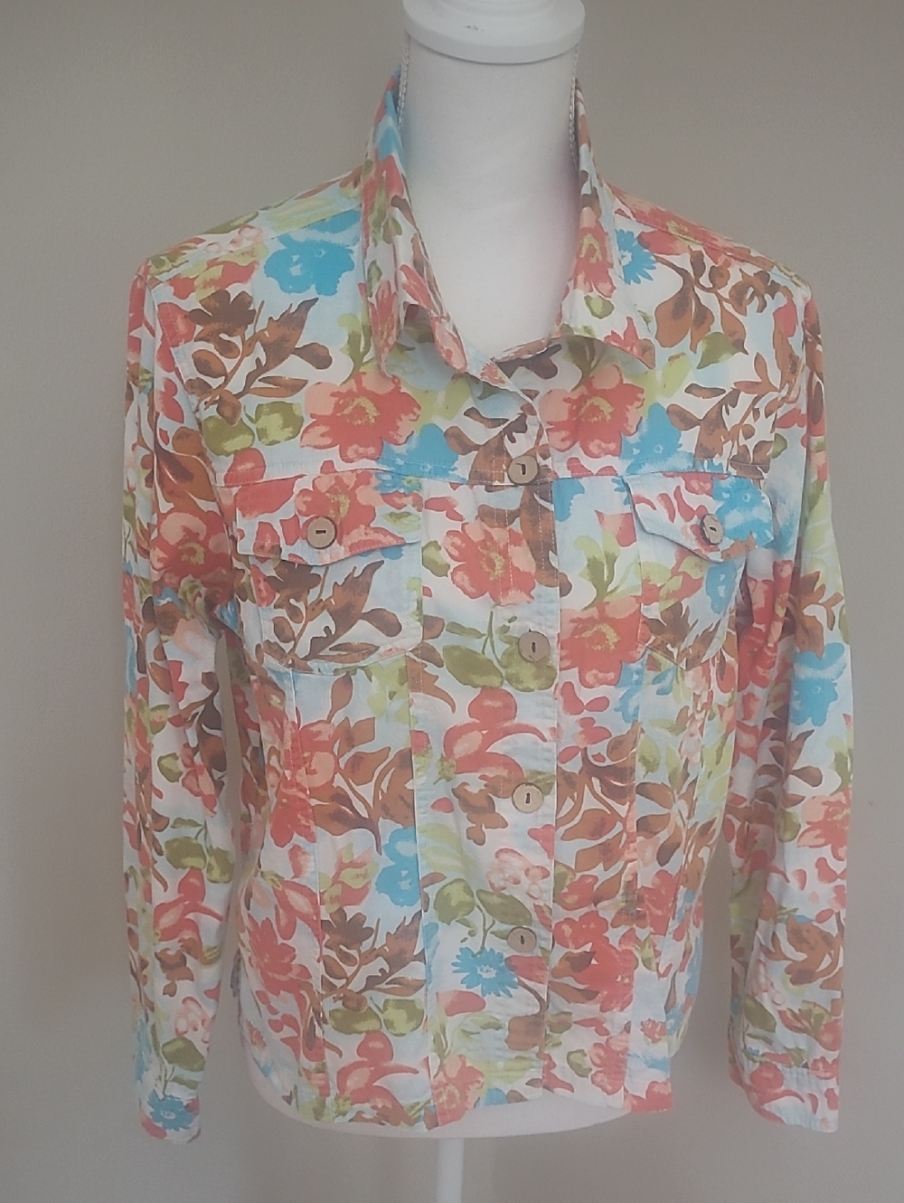 Jane Ashley Floral Shirt/Jacket Large